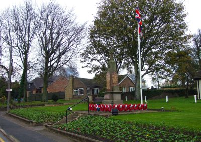 The Messingham War Memorial with Remembrance wreaths